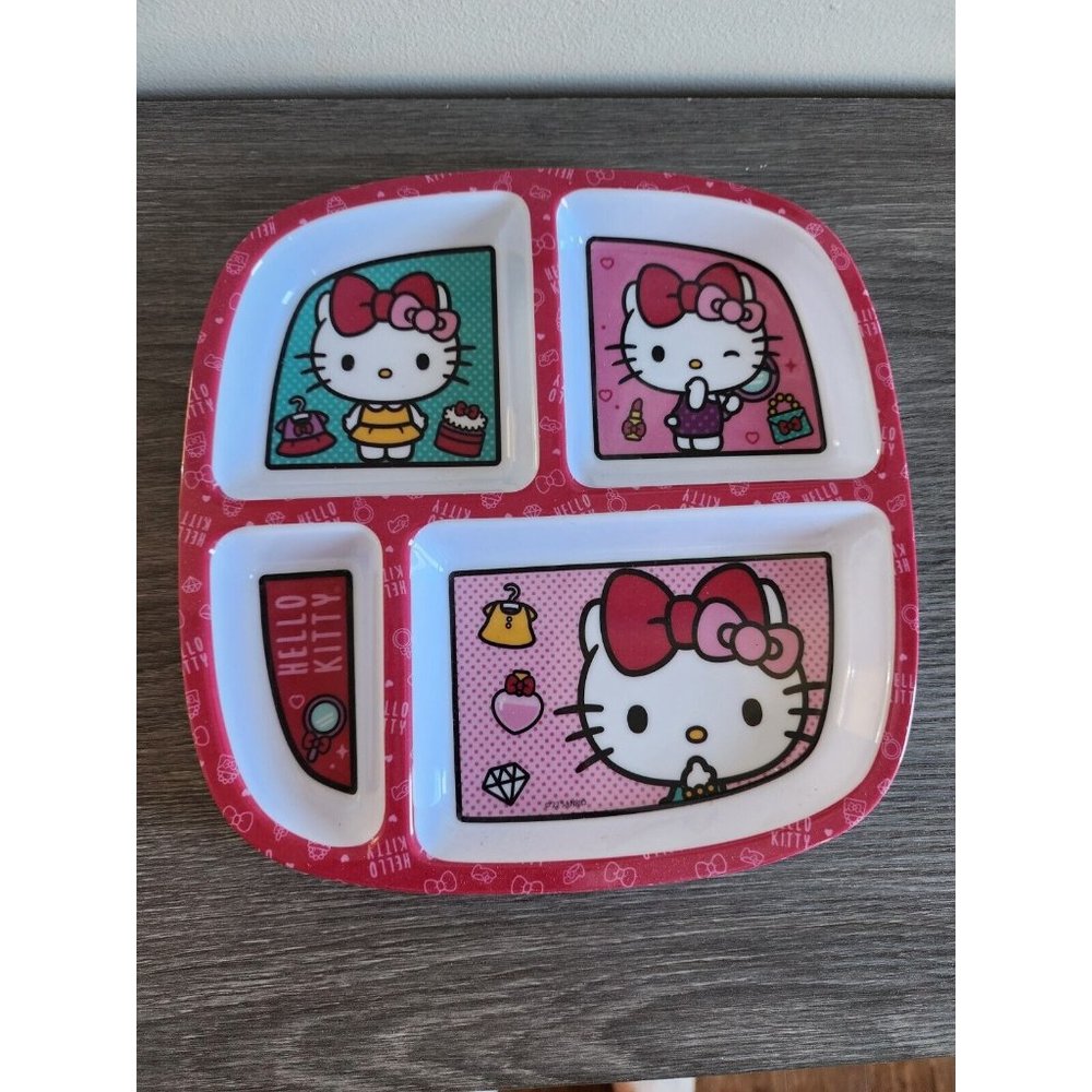 Hello Kitty Childrens Melamie Divided Tray Dish Plate 4 Sections Sanrio 🔥 2022
